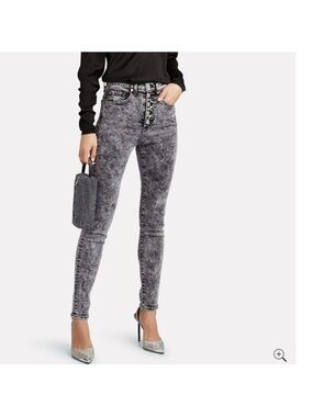 MY26 Veronica Beard Maera Skinny High Rise Indigo Acid Wash Jeans.